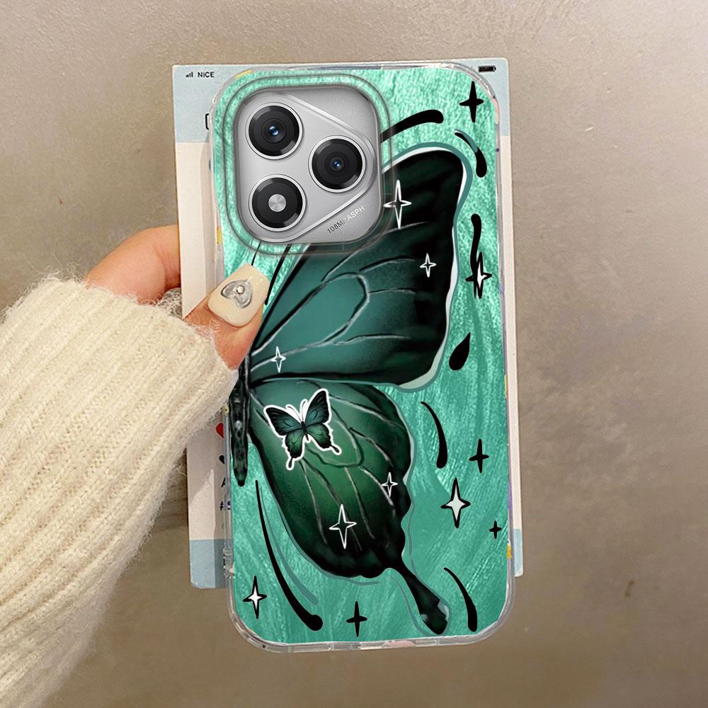 Luxury Laser Silver Butterfly Texture Phone Case for Iphone 16 15 14 7 8 Plus 13 Pro Max 16e X XS XR SE 2022 Back Silicone Cover