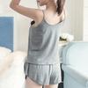 Conjunto de Dos Piezas de Camisola y Pantalones Cortos de Pijama para Mujer Verano Tirantes Finos Top Camisola Pantalones Cortos Color Sólido Casual Ropa de Dormir Ropa de Noche Ropa de Estar por Casa