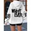 Street Style Casual English Slogan Printed Hoodie, Minimalist Black And White Bold Letter Breathable Everyday Versatile Loose Hooded Top