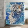 White Tiger In Waves Design Waterproof Shower Curtain Heat Resistant Machine Washable Non-Transparent 180x180cm