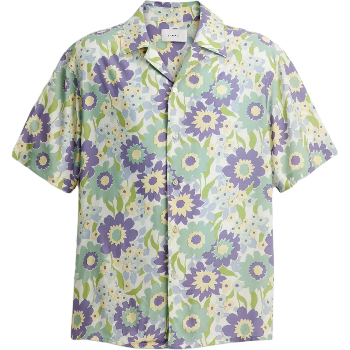 

Coach Мужская рубашка с цветочным принтом для кемпинга, застежка на пуговицы, фиолетовая CBD30-L6S XL