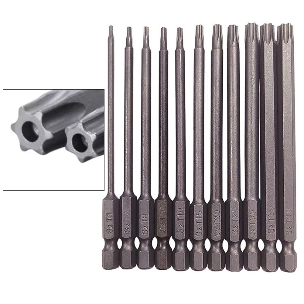 11pcs Magnetic Screwdriver Drill Bit Set Anti-Slip Hexagonal Star Hollow Batch Head Electric Screwdriver Set Screw Driver Tools