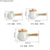 White Gold Pattern Ceramic Milk Jug Wooden Handle Coffee Milk Pot Coffeeware Coffee Accessories Desktop Milk Jug with Wooden Lid