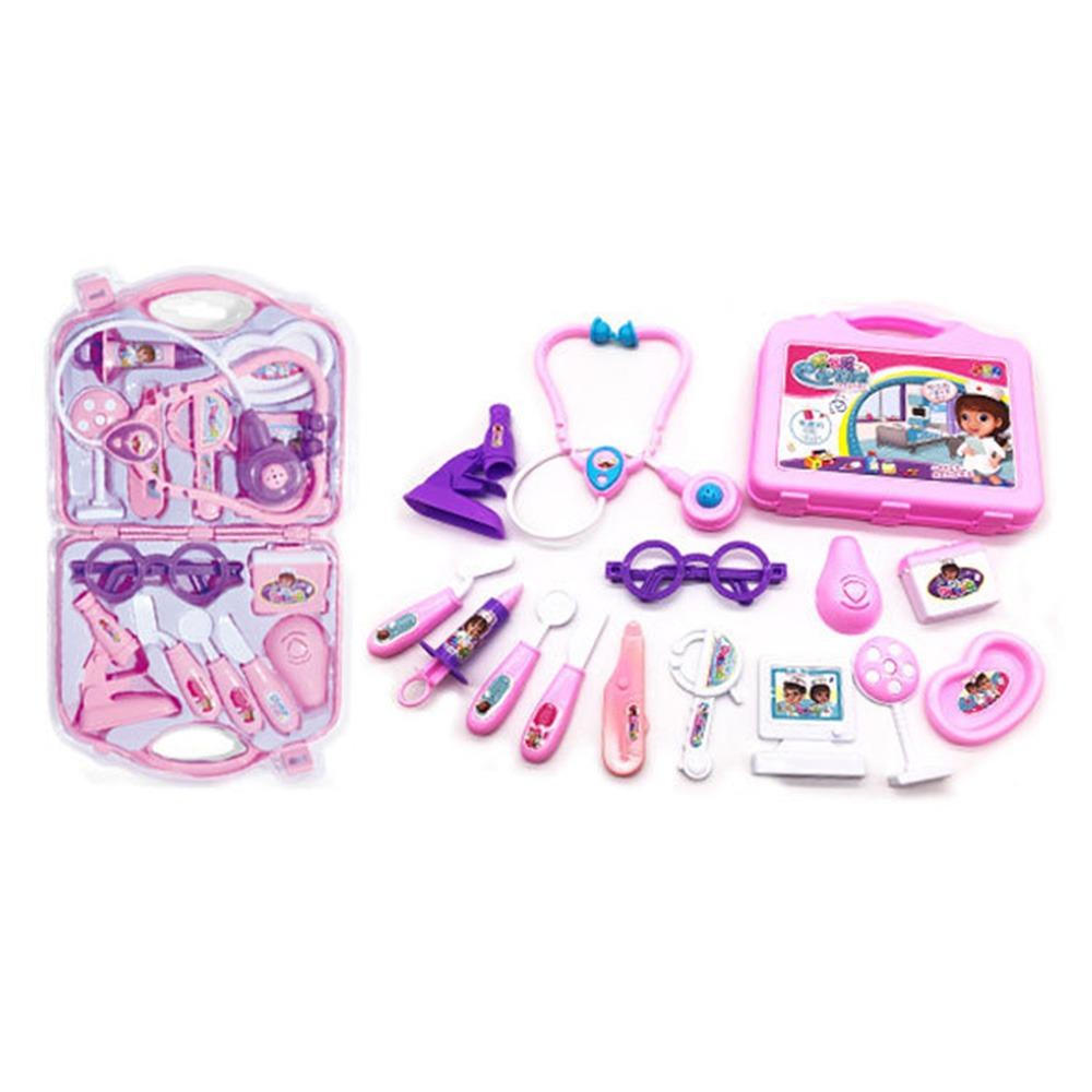 

15PCS Stethoscope Children s Family Doctor Set Plastic Portable Medicine Box Toy Unisex рожевий