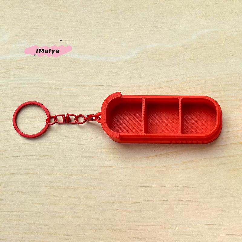 M-3 Compartment Sliding Pill Box With Keychain Sliding Lid Pill Holder Portable Travel Daily Medication Management