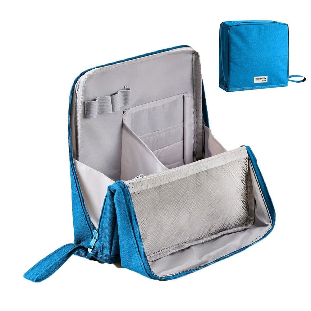 Portable Stand-Up Makeup Brush Holder Standing Makeup Bag Large Capacity Oxford Cloth Simple Stationery Organizer Student