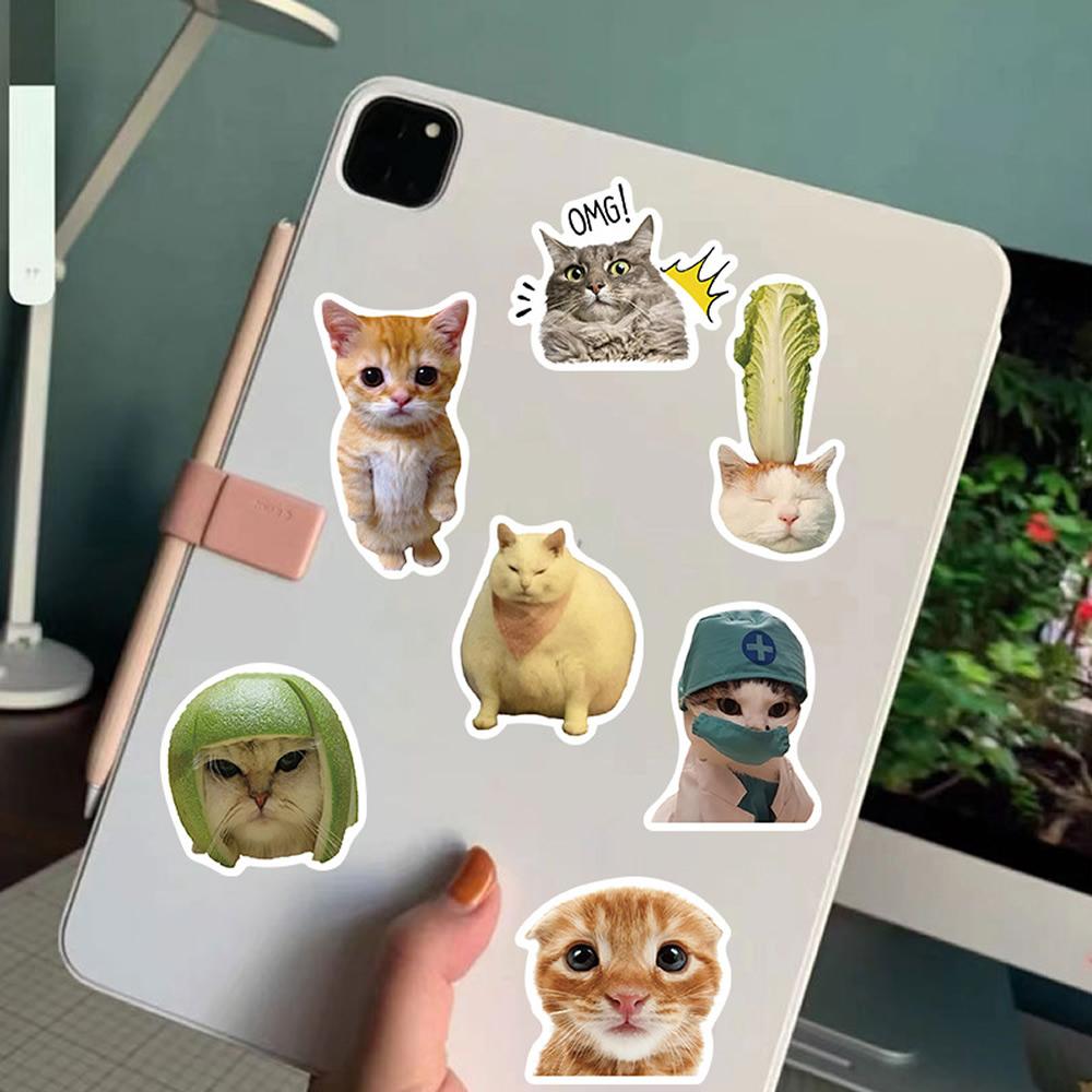 100/1000Pcs Funny Cute Cat Meme Animals Stickers Kawaii Decals Scrapbooking Notebook Luggage Laptop Skateboard Sticker Toy