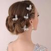 4 Pcs Bridal Butterfly Pearl Hair Fork Jewelry Golden Silver Red White Wedding Dress Costume Headdress U-shaped Accessories