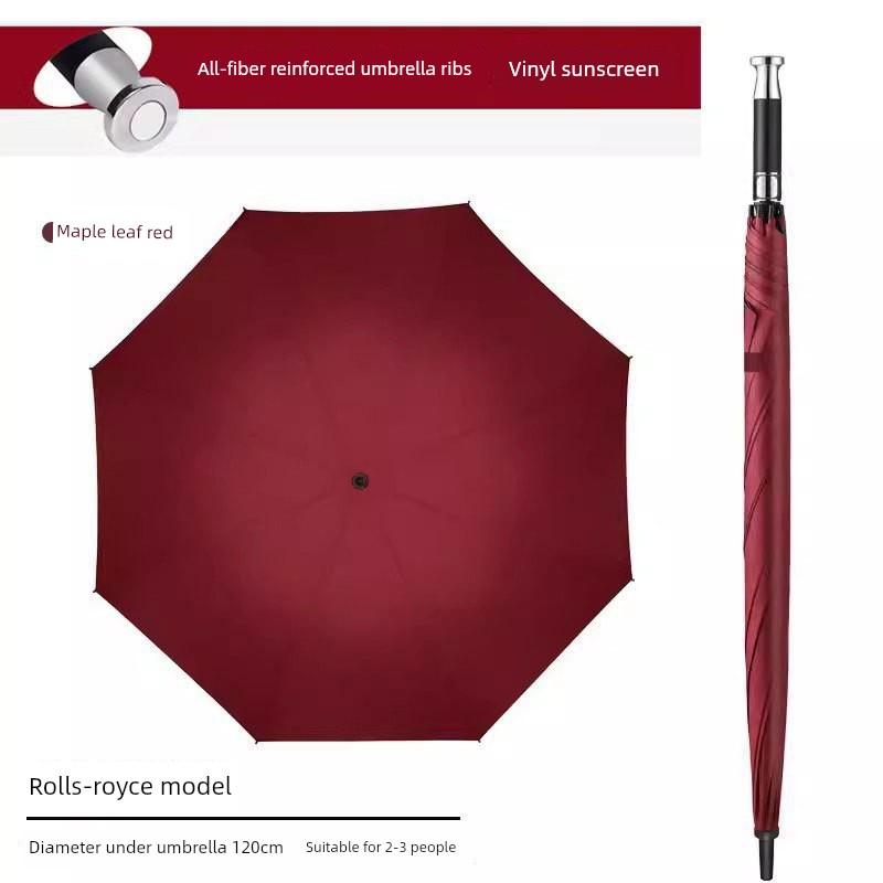 Golf Umbrella, Reinforced, Wind-Resistant, Enlarged, Thickened, Automatic, Portable, Black-Coated, Sunshade, Sun Protection, Dual-Use for Sun and