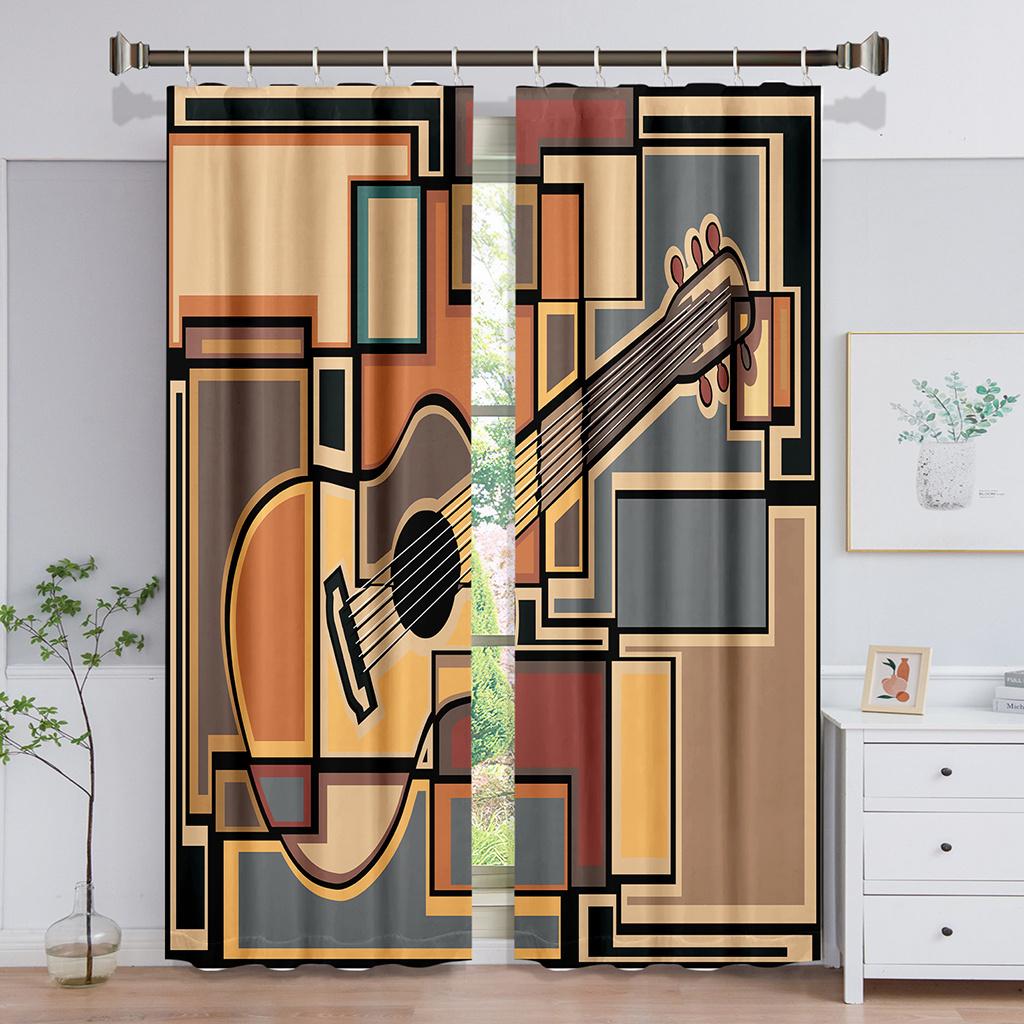 Stylish Bass Thin Graffiti Window Curtains In Youngsters Bed Chamber Living Living Space Hall Treatments Kitchen Decoration Drapes Blinds Rock Music