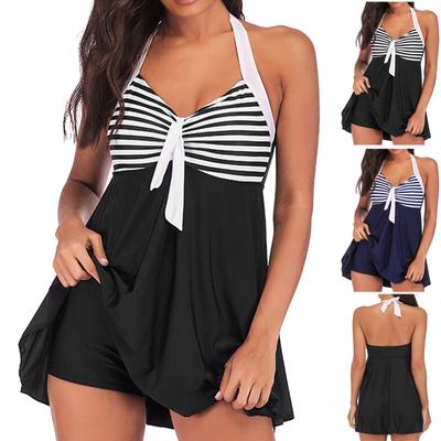 Women's Fashion Split Conservative Skirt Type Swimming Costume With Bra Pad And No Steel Bra