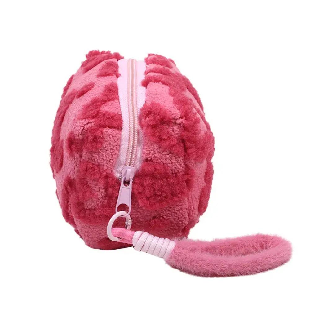 

Мягкий материал Дорожная косметичка Дизайн ручки Милый клатч-кошелек Плюшевая косметичка Для путешествий розы красного