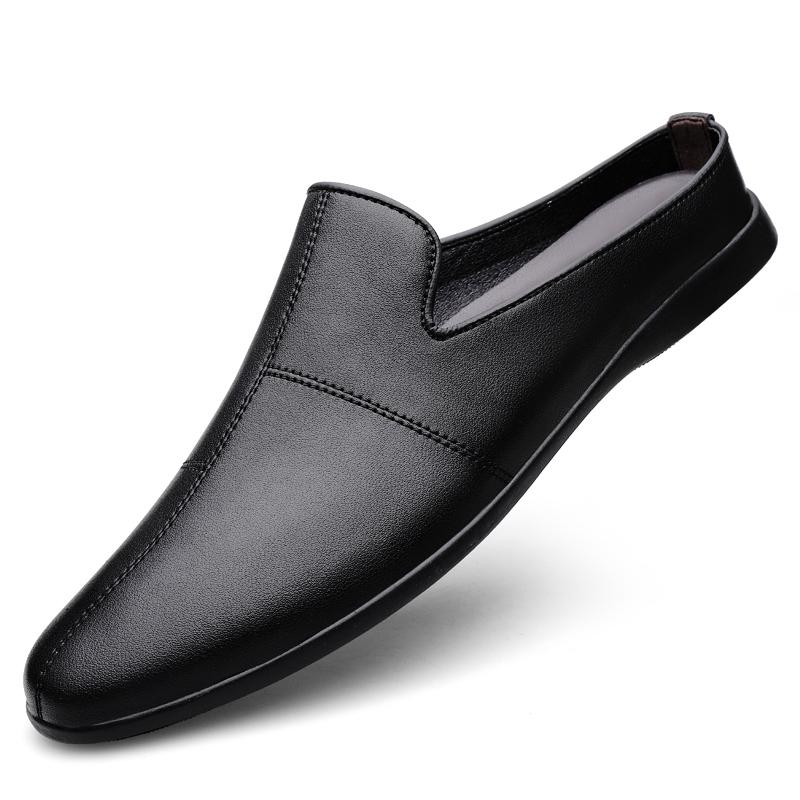 

Men s Casual Slip-On Loafer Mules, Half Shoes,Summer Flat Shoes,Black and White,Breathable 48