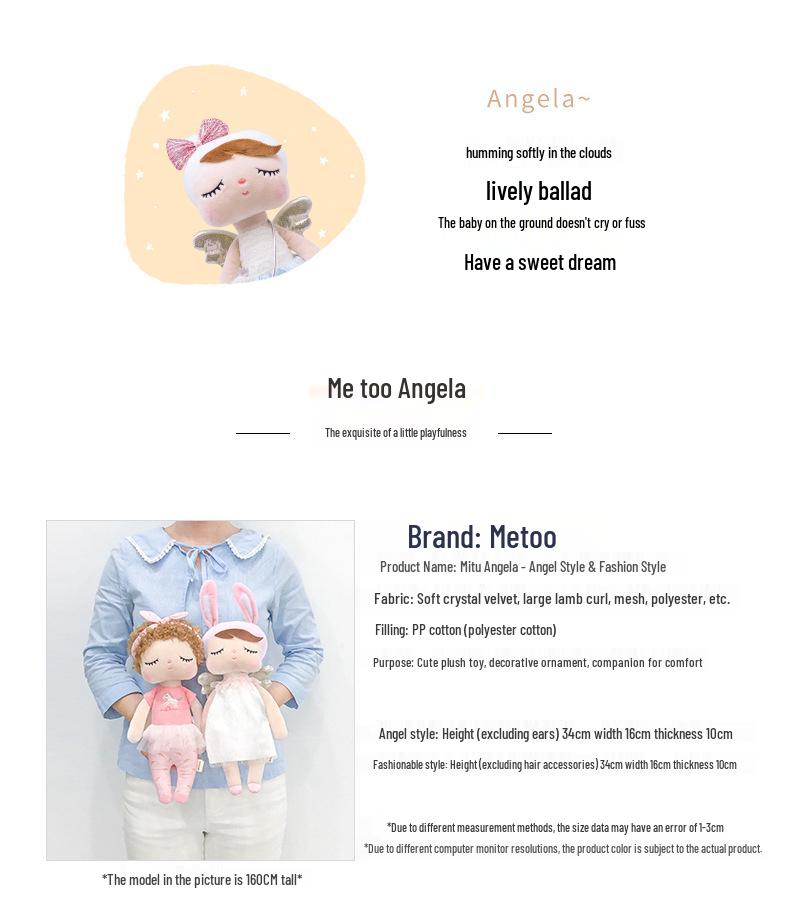 Mitu Angela Fashion Angel Plush Doll - Curly Hair Children's Toy Gift