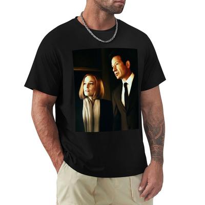 T-shirt Peinture à l'Huile Mulder et Scully Sans Repassage Décontracté Manches Courtes