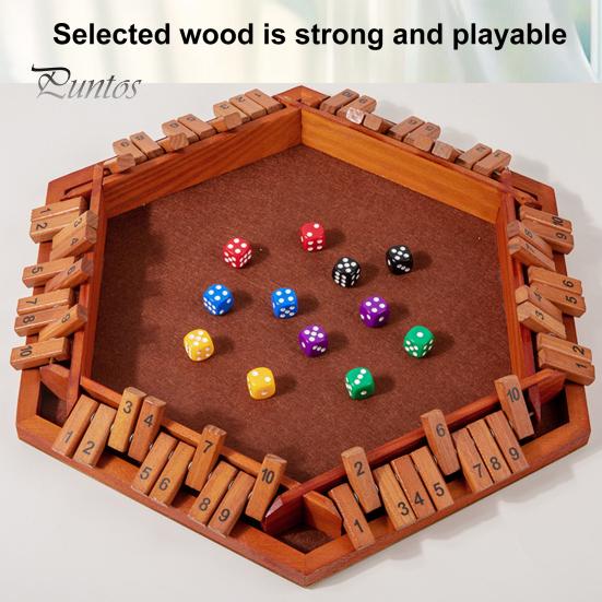 Shut The Box Gioco da Tavolo 6 Vie Educativo Matematica Numero Dadi Gioco di Strategia 6 Giocatori Bambini Adulti Serata in Famiglia Festa Interattivo Legno Chiudi la Scatola