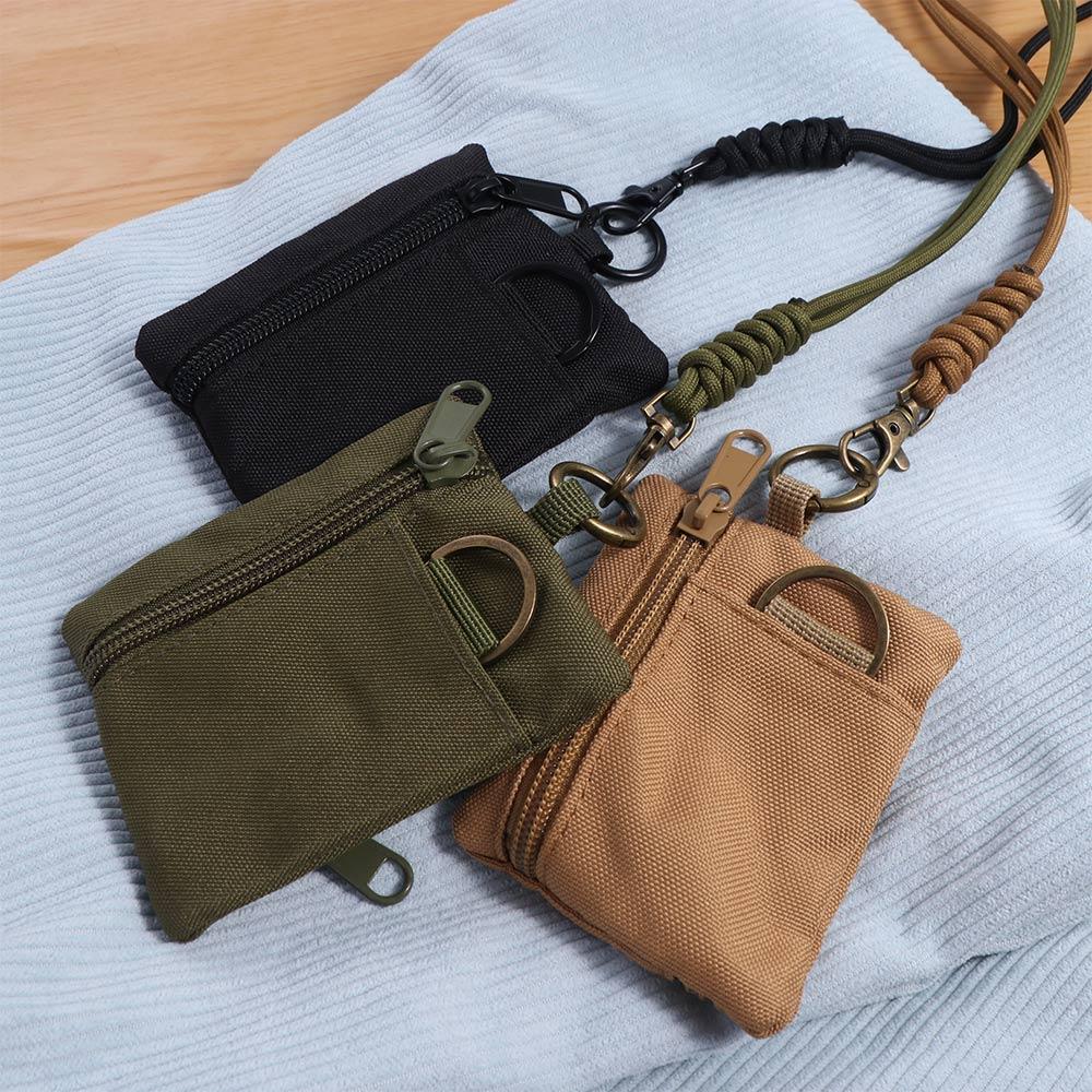 Casual Oxford Cloth Mini Wallet Zipper Small Card Holder Portable Hanging Neck Coin Purse Sports