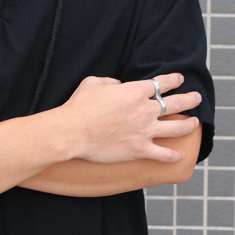 Titanium Steel Creative Hip-hop Glossy Finger Tiger Ring Men's Personality Punk Double Finger Double Ring Stainless Steel Ring