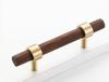 Nordic Gold Minimalist Beech Wood Cabinet Door Handle with Long Brass Pull Natural Wood Style for Wardrobe or Drawer