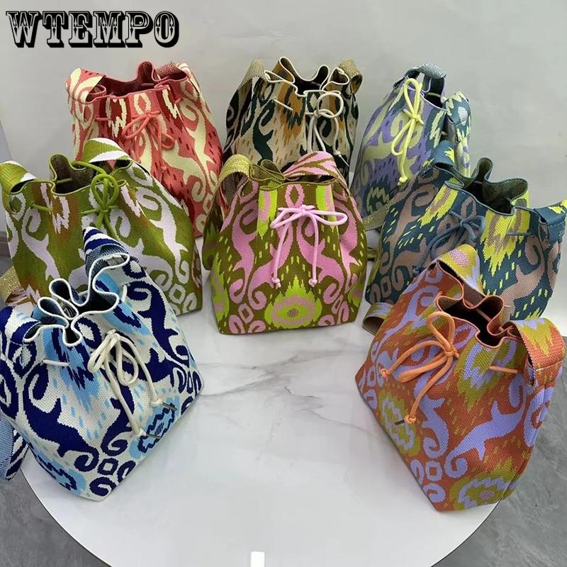 

WTEMPO Lightweight Large Capacity Outdoor Shopping Sports Backpacks Couple Nylon Drawstring Backpacks Fitness Leisure Backpack 1pc рожевий