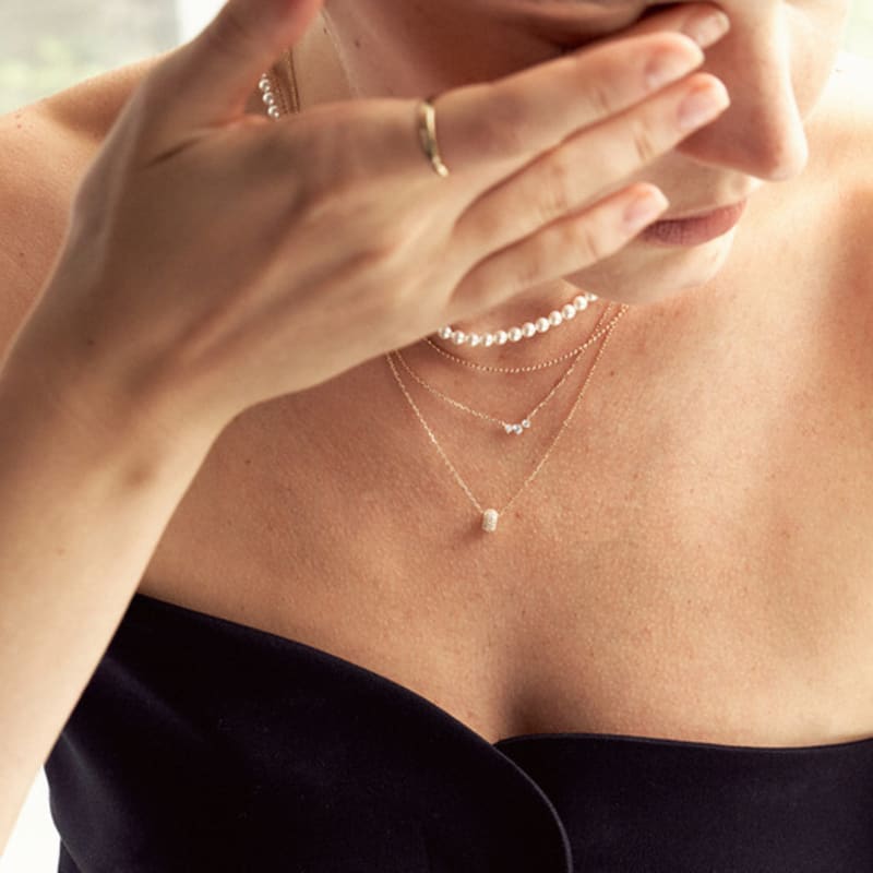 LUNNE 14k Kuppel Pave Rondelle Anhänger S (14 Karat Gold) #LFP10