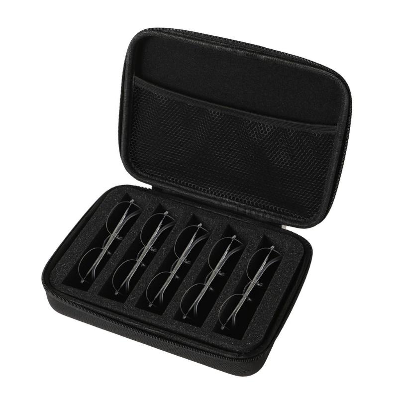 Eyeglasses Travel Carrying Case Shock Resistant Glasses Zippered Organizers Case with Pocket 5 Slot Sunglass Stoarge Bag