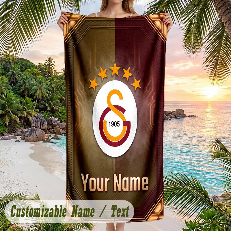 Beach Towel Galatasaray FC Print Custom Name Text Soft Towel for Swimming Pool