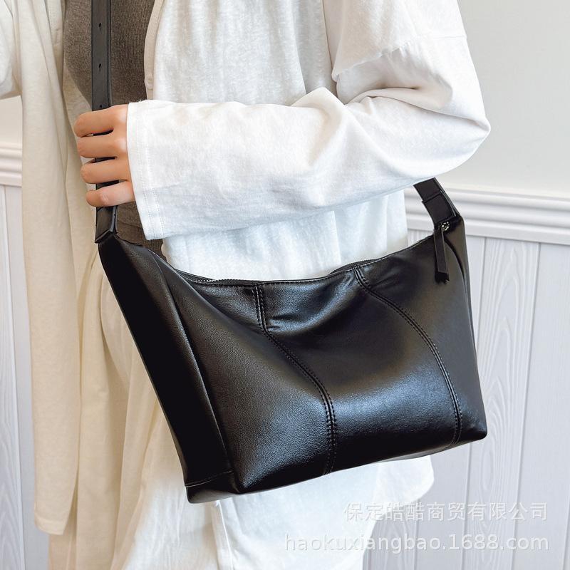 Retro fashion double shoulder tote bag women's 2025 new Korean version trend versatile large capacity shoulder bag commuter women's bag