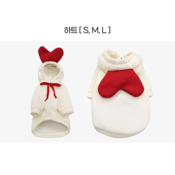 Christmas Dog Clothes, Rudolph & Heart Fleece-Lined Pet Costume, Warm Puppy Sweater Outfit, S–XL