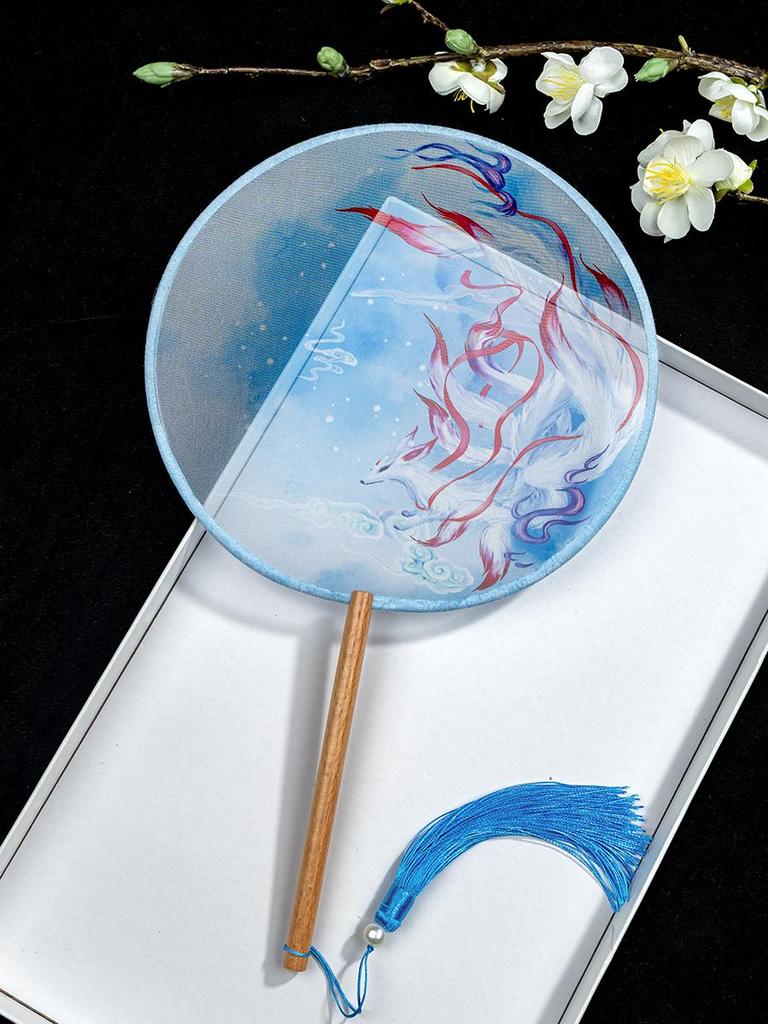 Translucent Ancient Style Round Dance Fan for Hanfu Costumes - Women's Classical Chinese Craft Fan