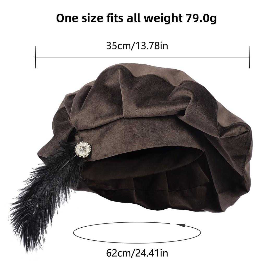 Medieval Renaissance Mens Feather Muzzle Hat With Print Design For Cosplay And Vintage Fashion