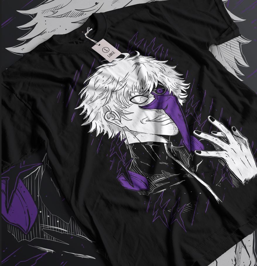 

Ken Kaneki T-Shirt Tokyo GhoulManga Strip Horror Anime Black Shirt Tee All Size 2XL