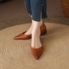 Fashion NEW Autumn/Spring Women Pumps Genuine Leather Shoes for Women Pointed Toe Low Heel Shoe Concise Slip-on Plus Size Handmade Shoes