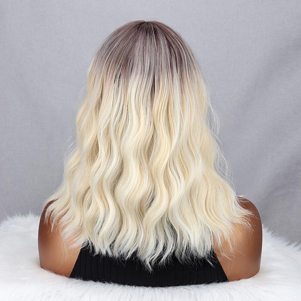 Synthetic White Silvery Natural Wavy Short Bob Wig Extension With Bangs Fiber Natural Wig For Women Cosplay Daily Wear