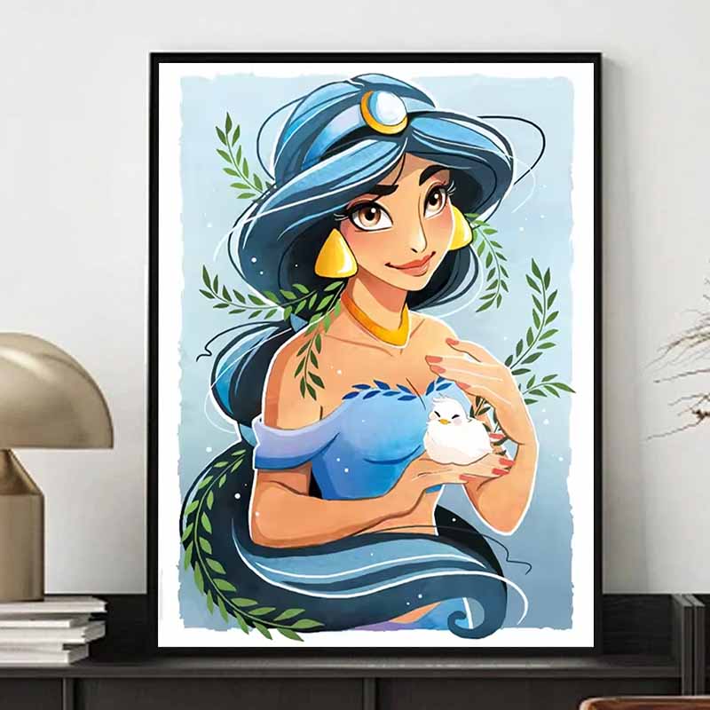 Disney Diamond Painting Jasmine Princess Fresh And Healing Illustration Mosaic Art Diy Cross Stitch Embroidery Set With Full Diamonds Home Decor Gift
