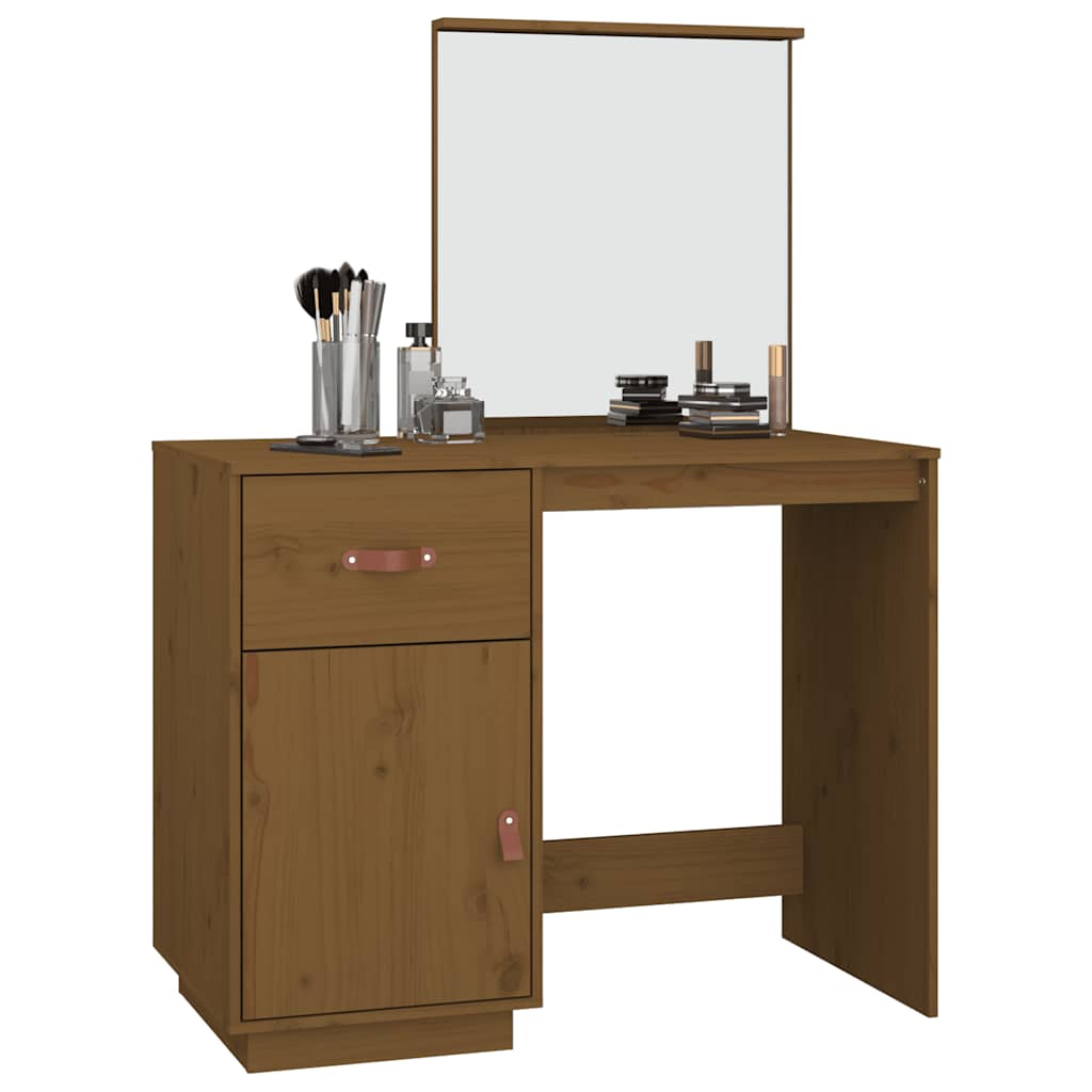 Makeup Table Honey Brown 95 x 50 x 134 cm Solid Pine Wood