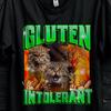Camiseta Regalo Divertida de Meme de Gato Tolerante al Gluten, Camiseta para Hombre con Enfermedad Celíaca, Camiseta de Galletas Sin Gluten, Regalo para Intolerante al Gluten, Me Duele la Barriga