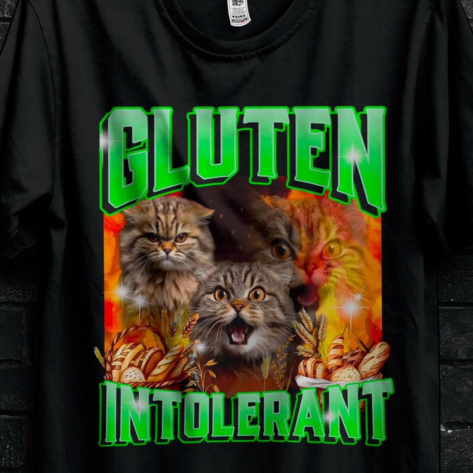 Gluten Tolerant Funny Cat Meme Gift Shirt,Celiac Disease Shirt For Man,Gluten Free Cookies Tee,Gift For Gluten Intolerant, My Tummy Hurts S
