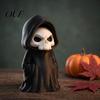 Horror Theme Party Supplies 3D Printed Grim Reaper Figurine, Gothic Black Robe Skeleton Statue, Statue Mini Model Toy for Halloween Desktop Decoration