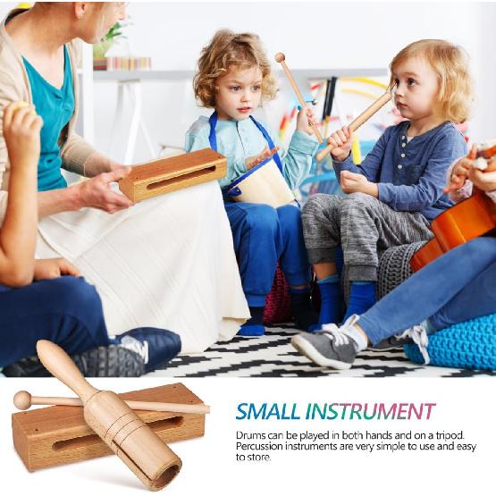 Toyvian 2 Sets of Beech Wood and Clapper Tubes with Mallets, Compact Percussion Instruments for Music Classes and Storytelling