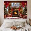 1Pcs Christmas Cozy Fireplace Warm Glow Decoration Background Xmas Backdrop Decorations For Photo Studio Photo Booth Party