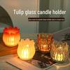 Tulip Glass Aroma Candle Holder with Lotus Stand - Retro Design