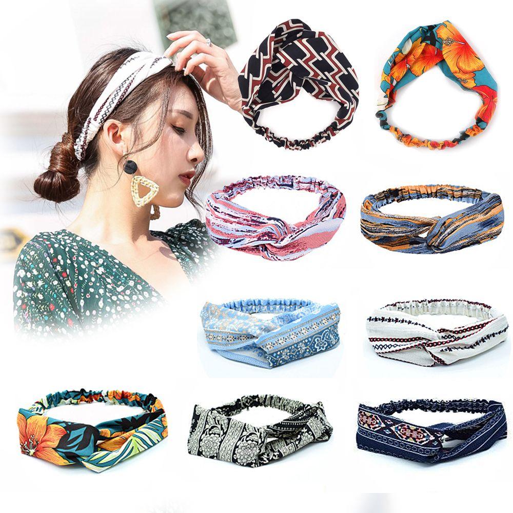 

Ladies Floral Knot Head Wrap Turban Headband Hair Band leopard-white