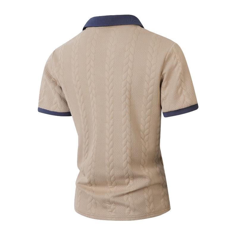 Men's Solid Color Collared Short-Sleeve Knit Polo Shirt.