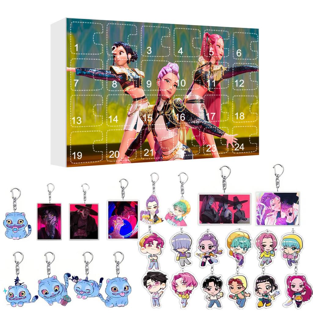 Kpop Demon Hunters Christmas Calendar Acrylic Keychain With Hanging Ornament For Fans And Collectors