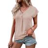 Spring and summer foreign trade women's clothing cross-border new products European and American tops solid color buttons fashion short sleeves women