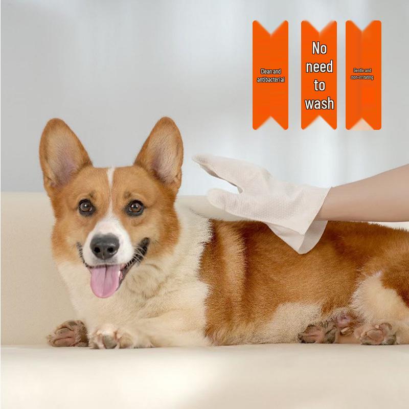 Pet Antibacterial Deodorant Bathing Glove - Disposable, Five-Finger Design for Cats & Dogs