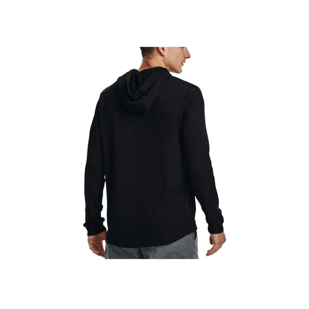 Under Armour Waffle Hoodie Long Sleeve Pullover Men Tops Black 1302362-001
