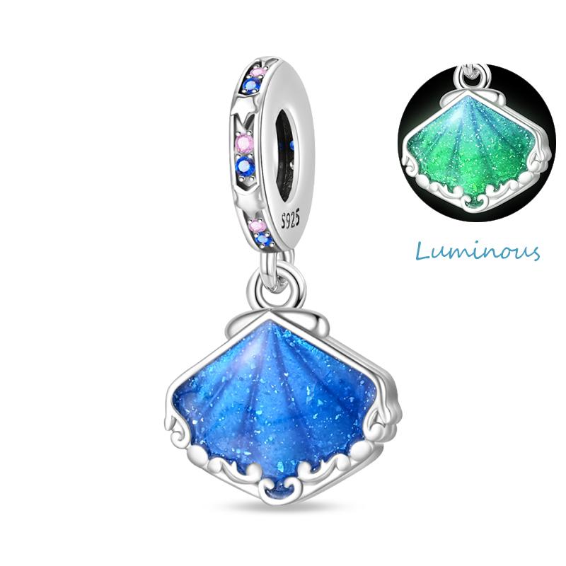 Copper Jellyfish Dolphin Turtle Starfish Shell Luminous Ocean Series Charms Beads Fit 3Mm Original Bracelets Diy Jewelry