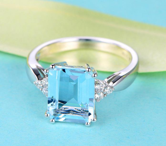 Set Kratopaz Engagement Ring, Noble Plated 18K Colored Sapphire Ring Jewelry